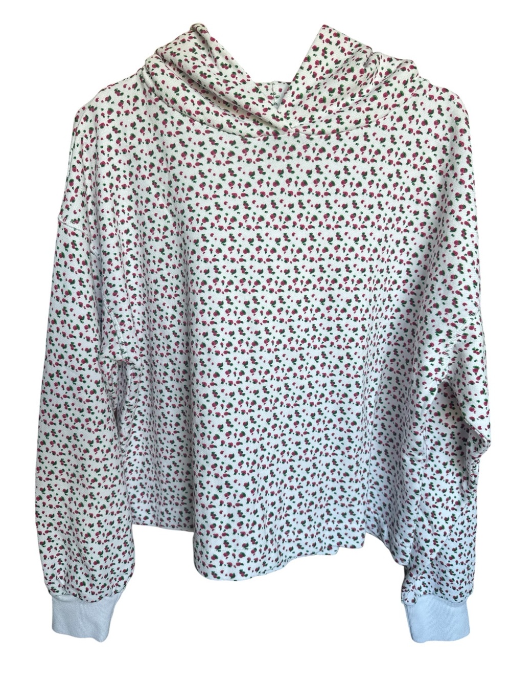 Something Navy White Hooded Sweatshirt with Pink Floral Ditsy print